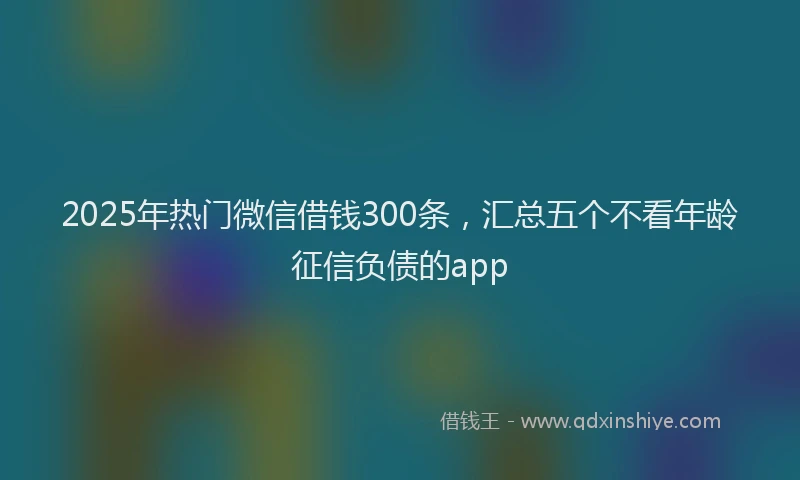 2025年热门微信借钱300条，汇总五个不看年龄征信负债的app