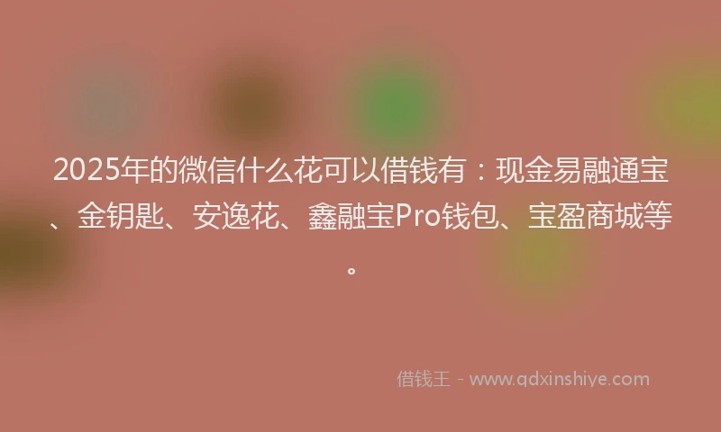 2025年的微信什么花可以借钱有：现金易融通宝、金钥匙、安逸花、鑫融宝Pro钱包、宝盈商城等。