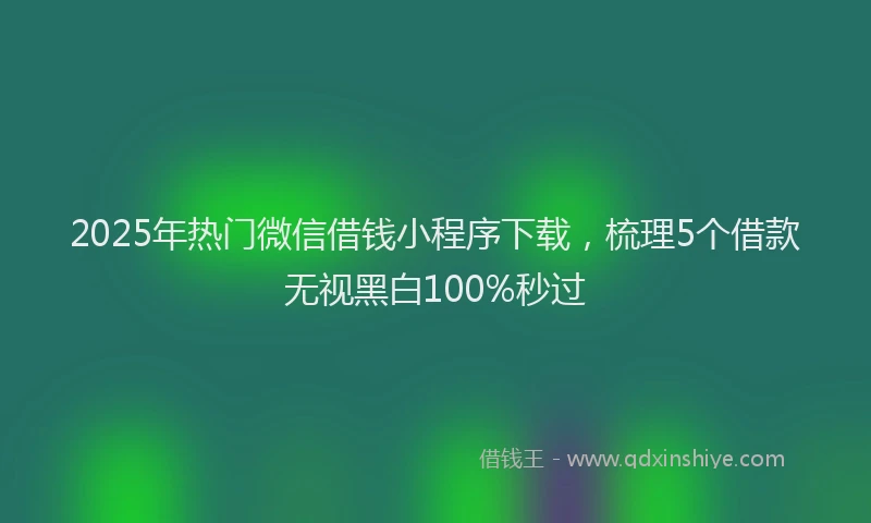 2025年热门微信借钱小程序下载，梳理5个借款无视黑白100%秒过