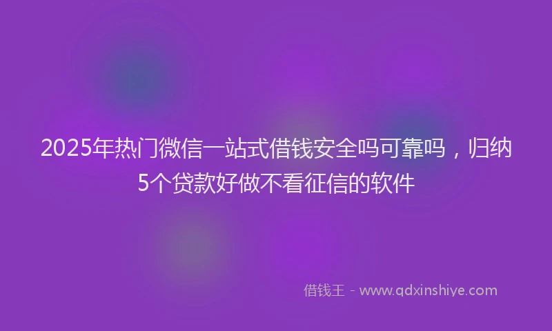 2025年热门微信一站式借钱安全吗可靠吗，归纳5个贷款好做不看征信的软件