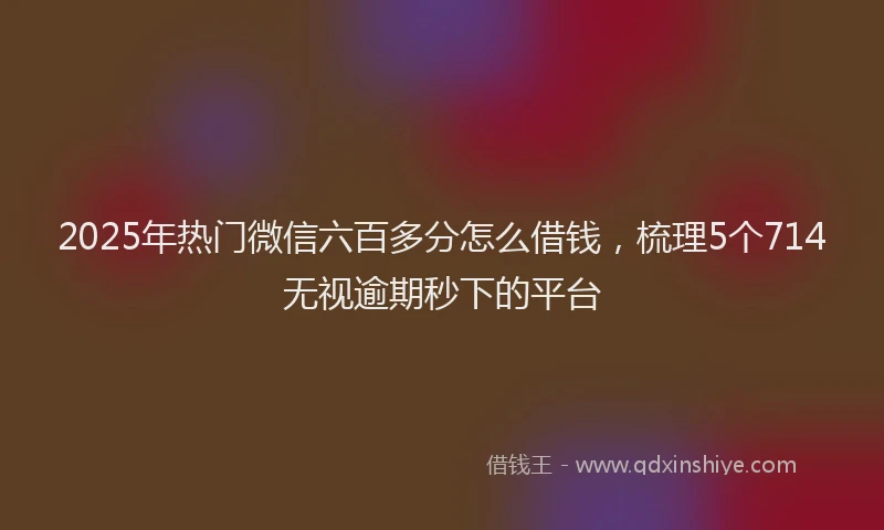 2025年热门微信六百多分怎么借钱，梳理5个714无视逾期秒下的平台