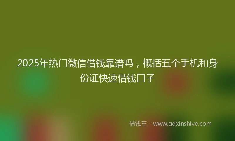 2025年热门微信借钱靠谱吗，概括五个手机和身份证快速借钱口子