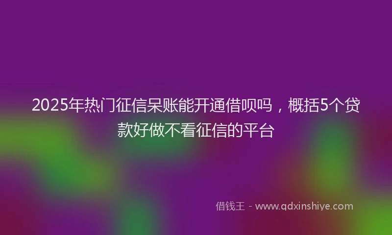 2025年热门征信呆账能开通借呗吗，概括5个贷款好做不看征信的平台