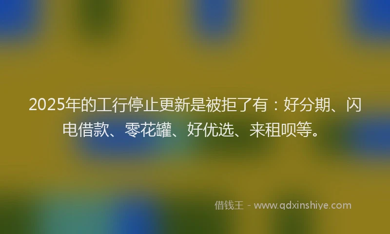 2025年的工行停止更新是被拒了有：好分期、闪电借款、零花罐、好优选、来租呗等。
