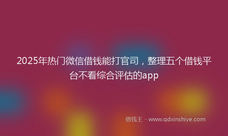 2025年热门微信借钱能打官司，整理五个借钱平台不看综合评估的app