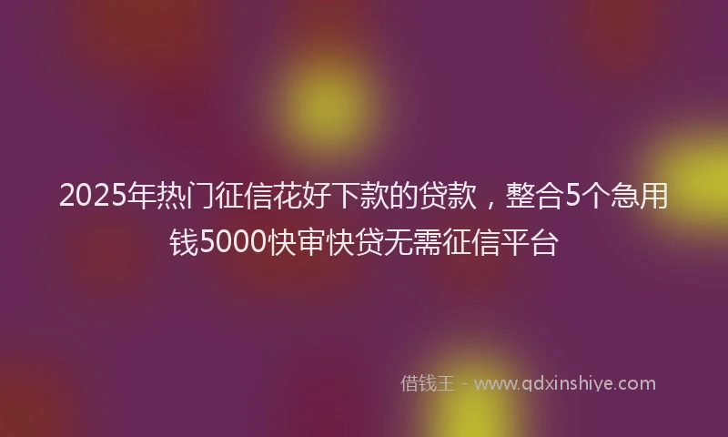 2025年热门征信花好下款的贷款，整合5个急用钱5000快审快贷无需征信平台