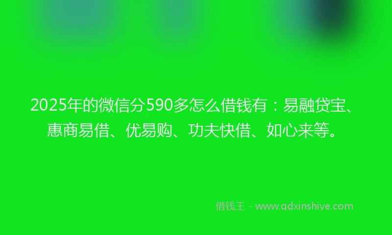 2025年的微信分590多怎么借钱有：易融贷宝、惠商易借、优易购、功夫快借、如心来等。