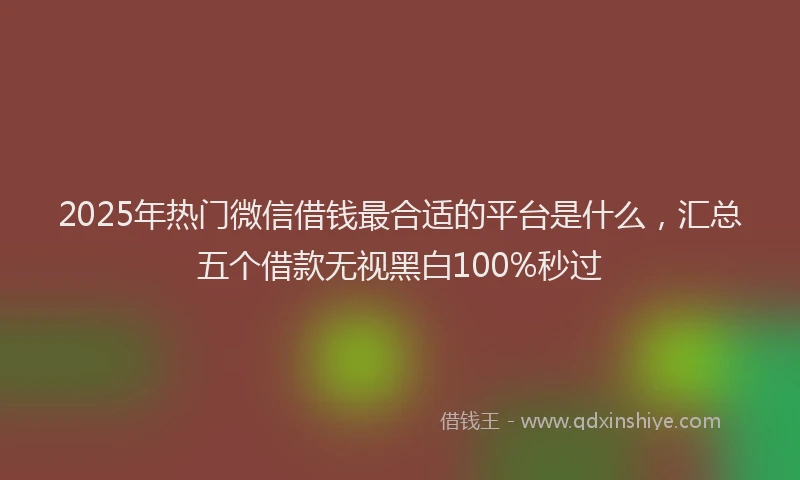 2025年热门微信借钱最合适的平台是什么，汇总五个借款无视黑白100%秒过