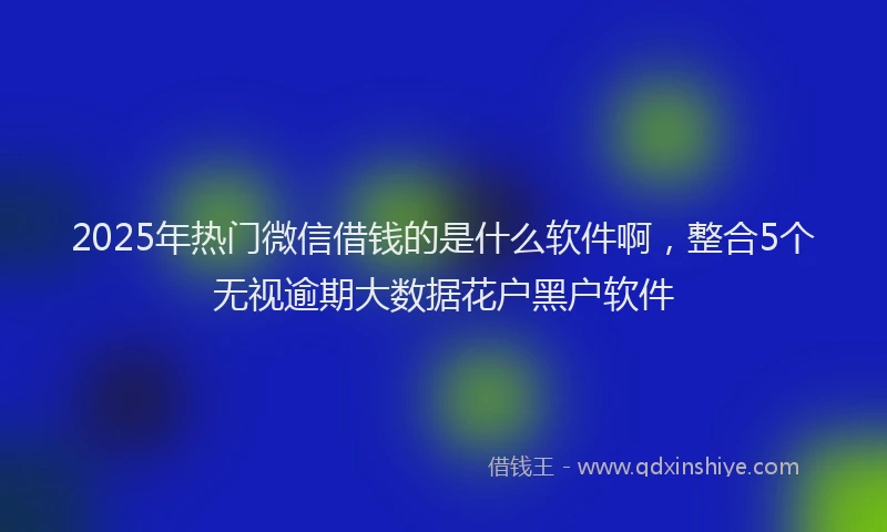 2025年热门微信借钱的是什么软件啊，整合5个无视逾期大数据花户黑户软件