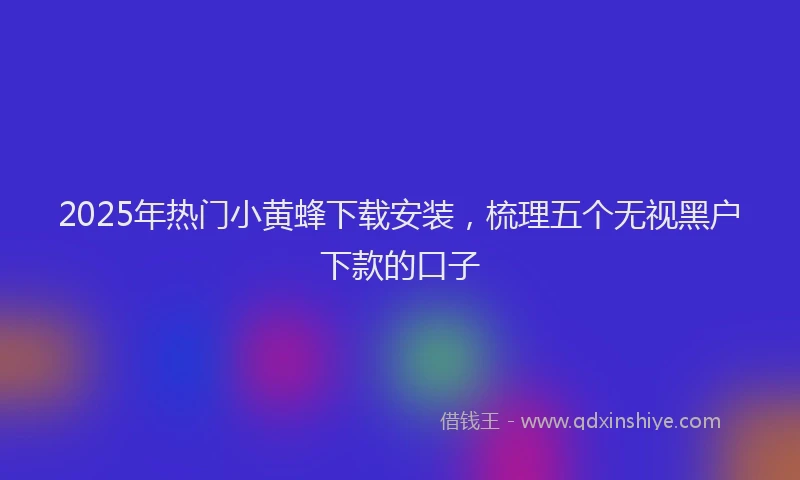 2025年热门小黄蜂下载安装，梳理五个无视黑户下款的口子