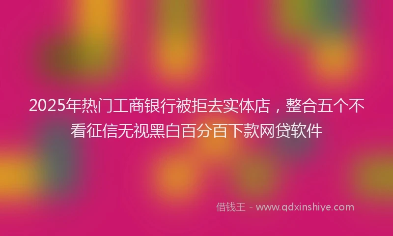2025年热门工商银行被拒去实体店，整合五个不看征信无视黑白百分百下款网贷软件