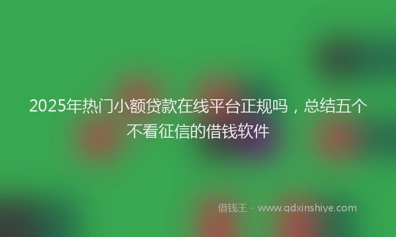 2025年热门小额贷款在线平台正规吗，总结五个不看征信的借钱软件