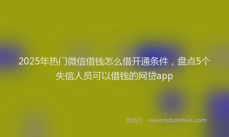 2025年热门微信借钱怎么借开通条件，盘点5个失信人员可以借钱的网贷app