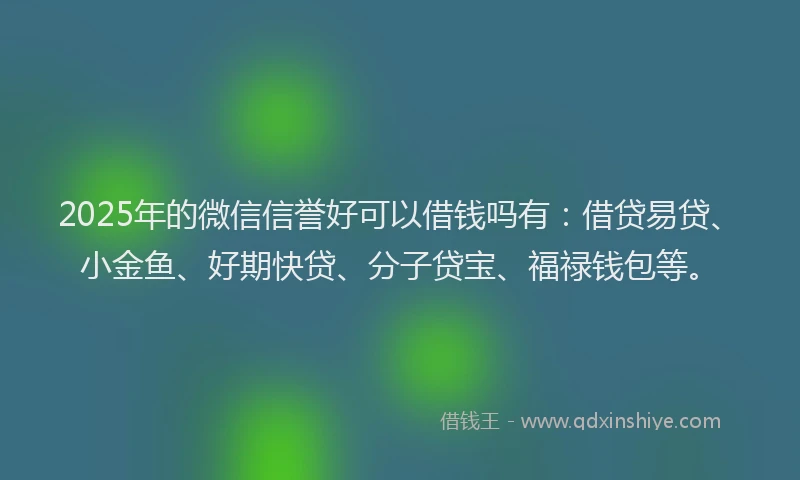 2025年的微信信誉好可以借钱吗有：借贷易贷、小金鱼、好期快贷、分子贷宝、福禄钱包等。