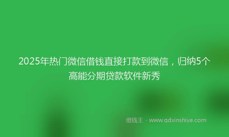 2025年热门微信借钱直接打款到微信，归纳5个高能分期贷款软件新秀