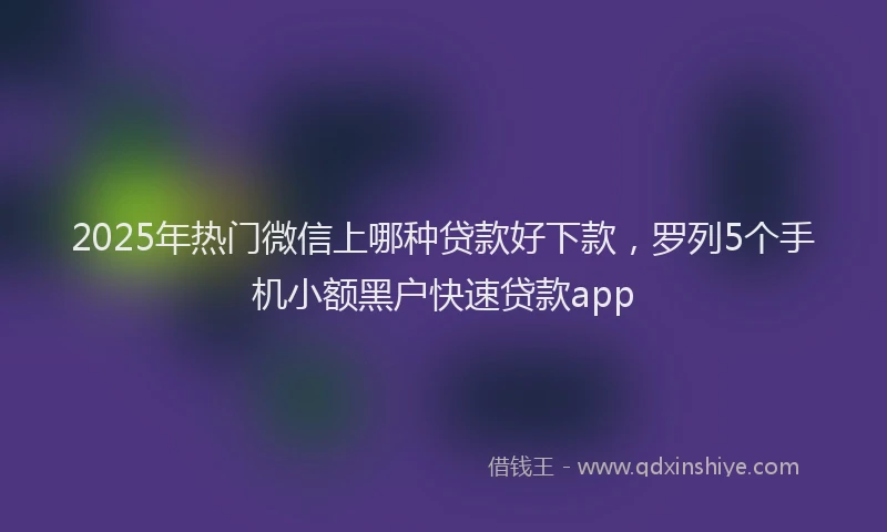 2025年热门微信上哪种贷款好下款，罗列5个手机小额黑户快速贷款app