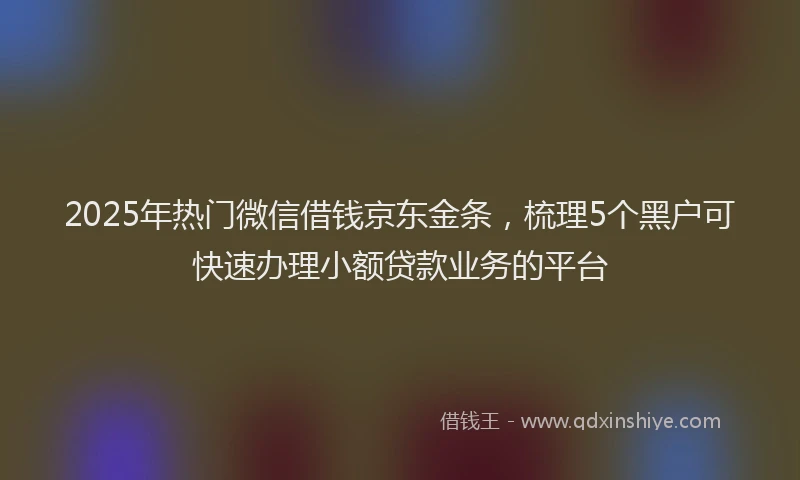 2025年热门微信借钱京东金条，梳理5个黑户可快速办理小额贷款业务的平台
