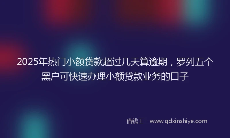 2025年热门小额贷款超过几天算逾期，罗列五个黑户可快速办理小额贷款业务的口子