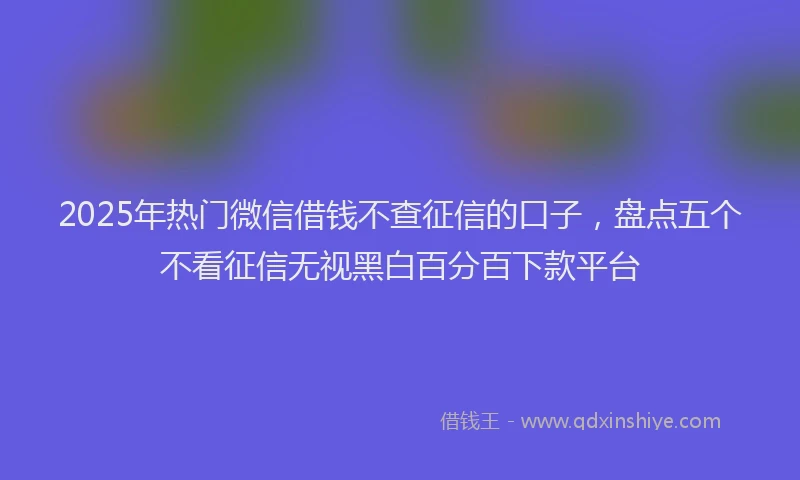 2025年热门微信借钱不查征信的口子，盘点五个不看征信无视黑白百分百下款平台