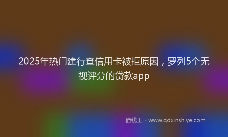 2025年热门建行查信用卡被拒原因，罗列5个无视评分的贷款app