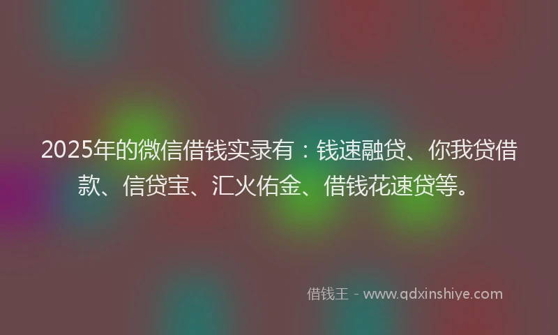 2025年的微信借钱实录有：钱速融贷、你我贷借款、信贷宝、汇火佑金、借钱花速贷等。