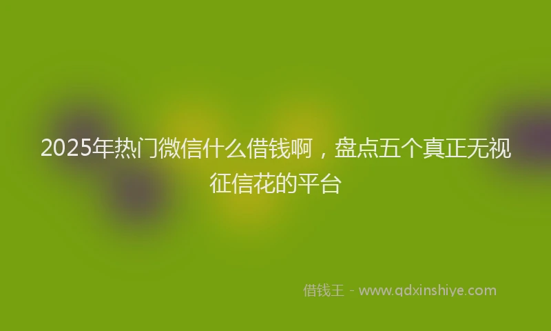 2025年热门微信什么借钱啊，盘点五个真正无视征信花的平台
