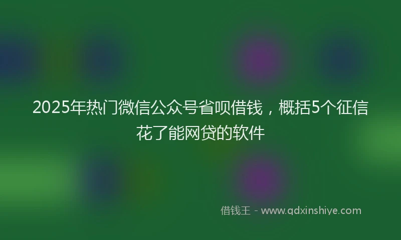 2025年热门微信公众号省呗借钱，概括5个征信花了能网贷的软件