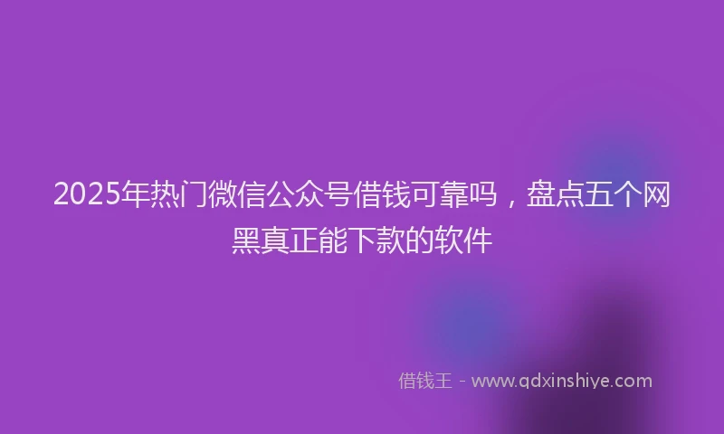 2025年热门微信公众号借钱可靠吗，盘点五个网黑真正能下款的软件