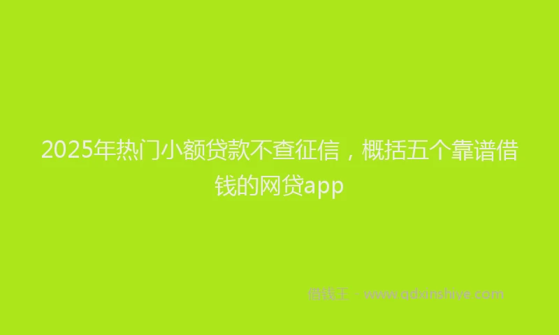2025年热门小额贷款不查征信，概括五个靠谱借钱的网贷app