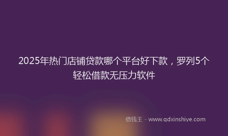 2025年热门店铺贷款哪个平台好下款，罗列5个轻松借款无压力软件