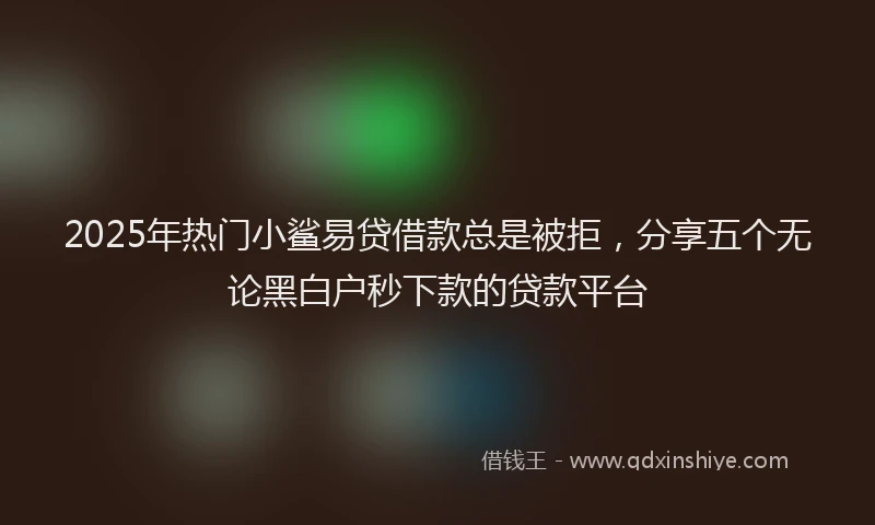 2025年热门小鲨易贷借款总是被拒，分享五个无论黑白户秒下款的贷款平台