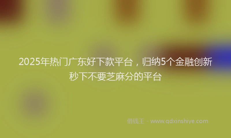 2025年热门广东好下款平台，归纳5个金融创新秒下不要芝麻分的平台