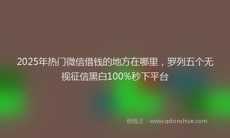 2025年热门微信借钱的地方在哪里，罗列五个无视征信黑白100%秒下平台