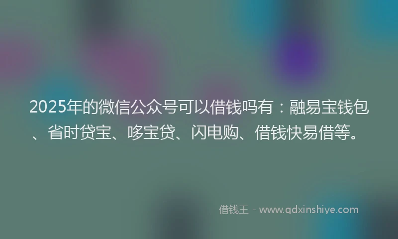 2025年的微信公众号可以借钱吗有：融易宝钱包、省时贷宝、哆宝贷、闪电购、借钱快易借等。