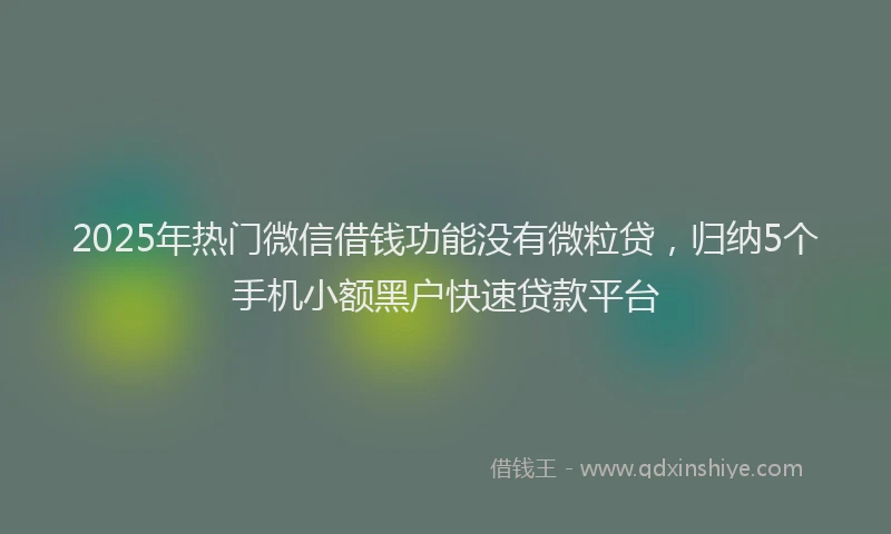 2025年热门微信借钱功能没有微粒贷,归纳5个手机小额黑户快速贷款平台