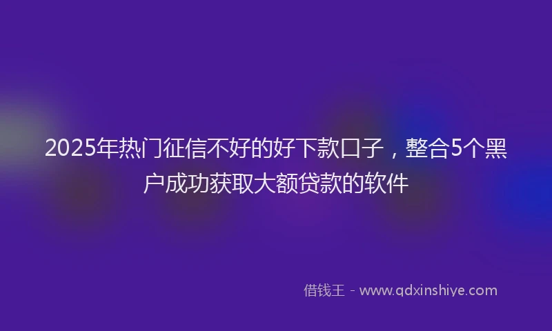 2025年热门征信不好的好下款口子，整合5个黑户成功获取大额贷款的软件