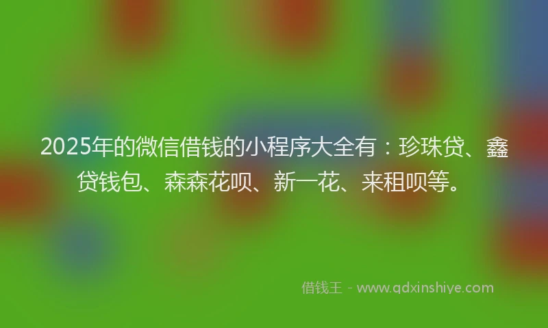 2025年的微信借钱的小程序大全有：珍珠贷、鑫贷钱包、森森花呗、新一花、来租呗等。