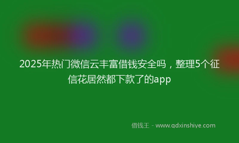 2025年热门微信云丰富借钱安全吗，整理5个征信花居然都下款了的app