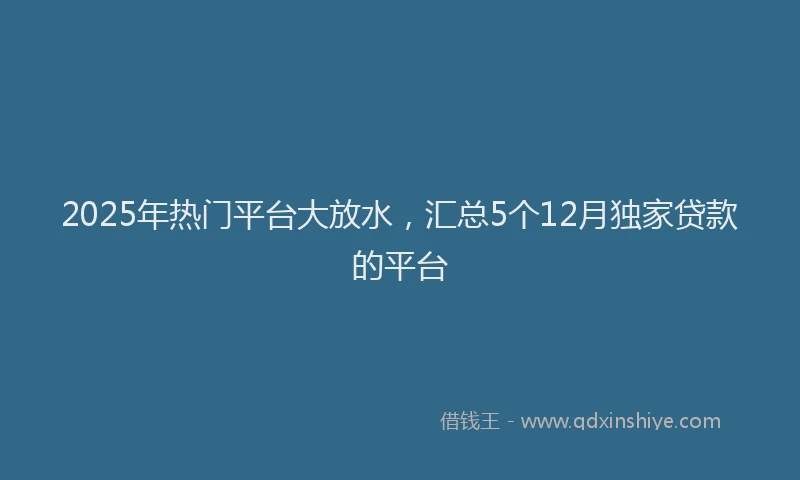 2025年热门平台大放水，汇总5个12月独家贷款的平台