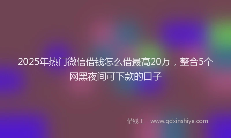 2025年热门微信借钱怎么借最高20万,整合5个网黑夜间可下款的口子