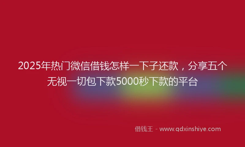 2025年热门微信借钱怎样一下子还款，分享五个无视一切包下款5000秒下款的平台