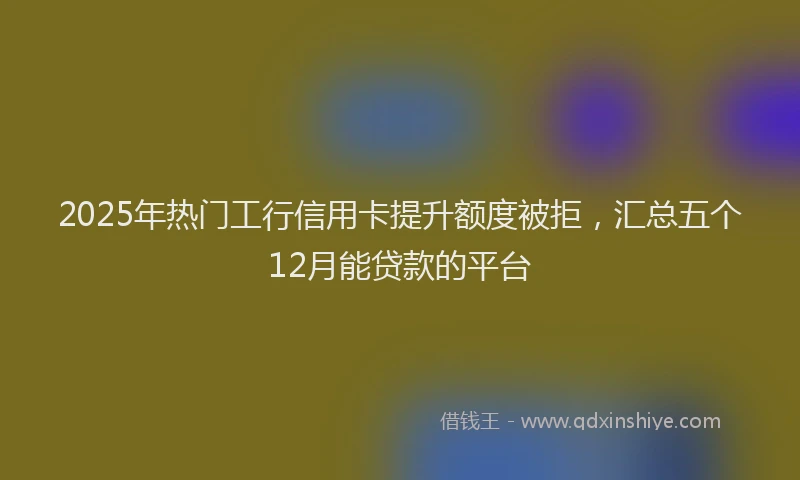 2025年热门工行信用卡提升额度被拒，汇总五个12月能贷款的平台