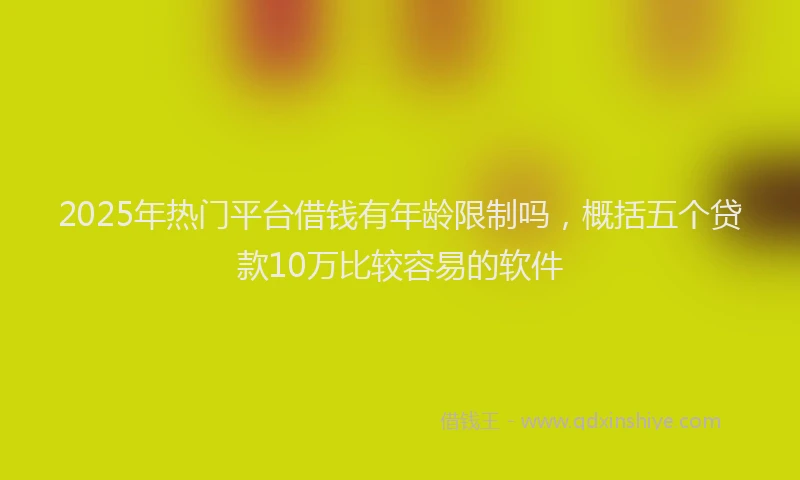 2025年热门平台借钱有年龄限制吗，概括五个贷款10万比较容易的软件