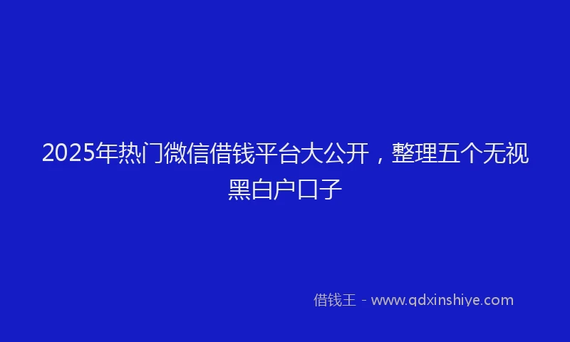 2025年热门微信借钱平台大公开，整理五个无视黑白户口子