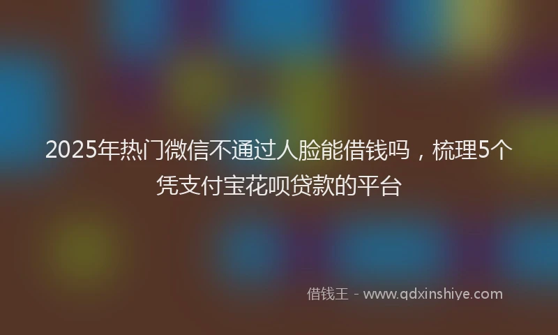 2025年热门微信不通过人脸能借钱吗,梳理5个凭支付宝花呗贷款的平台