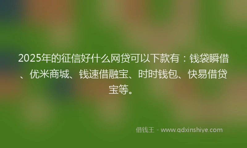 2025年的征信好什么网贷可以下款有：钱袋瞬借、优米商城、钱速借融宝、时时钱包、快易借贷宝等。