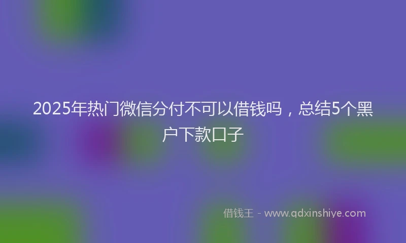 2025年热门微信分付不可以借钱吗，总结5个黑户下款口子