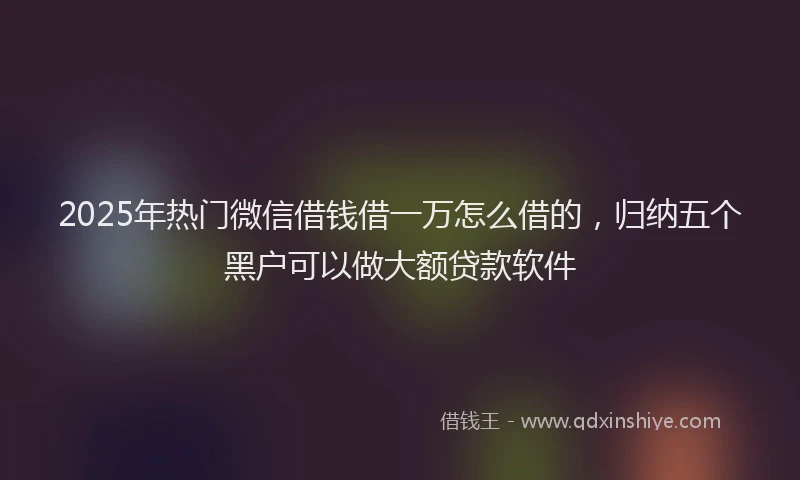 2025年热门微信借钱借一万怎么借的，归纳五个黑户可以做大额贷款软件