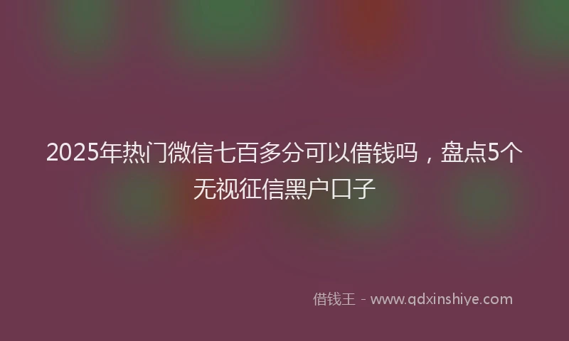 2025年热门微信七百多分可以借钱吗，盘点5个无视征信黑户口子