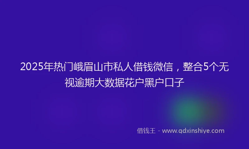 2025年热门峨眉山市私人借钱微信，整合5个无视逾期大数据花户黑户口子